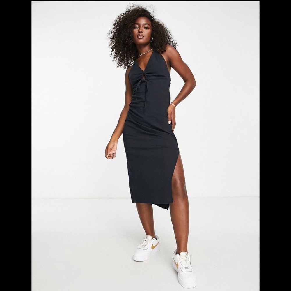 Abercrombie & Fitch Black Keyhole Midi Dress